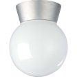 8-in Utility Ceiling Mount w  White Glass Globe Satin Aluminum Finish Online Sale