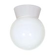 8-in Utility Ceiling Mount w  White Glass Globe White Finish For Discount