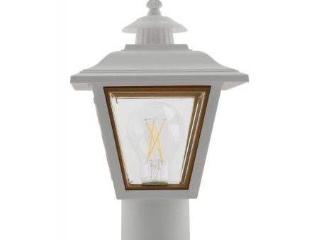 13   Coach Post Top Lantern w  Finial Beveled Acrylic Panels White Finish Discount