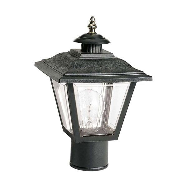 13   Coach Post Top Lantern w  Finial Beveled Acrylic Panels Black Finish For Sale