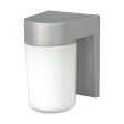 8-in Utility Wall Mount w  White Glass Cylinder Satin Aluminum Finish Supply