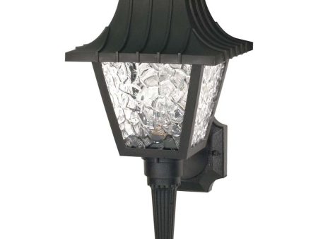 18-in Wall Lantern Mansard Lantern w  Textured Acrylic Panels Black Finish For Sale