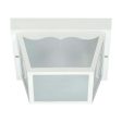 2-Light 10-in Carport Flush Mount w  Frosted Acrylic Panels White Finish Fashion