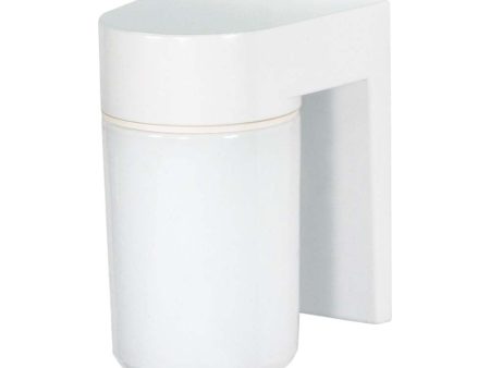 8-in Utility Wall Mount w  White Glass Cylinder White Finish Cheap