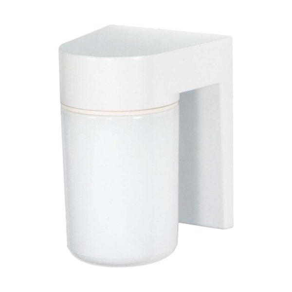 8-in Utility Wall Mount w  White Glass Cylinder White Finish Cheap