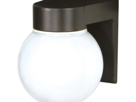 8-in Utility Wall Mount w  White Glass Globe Bronzotic Finish For Cheap