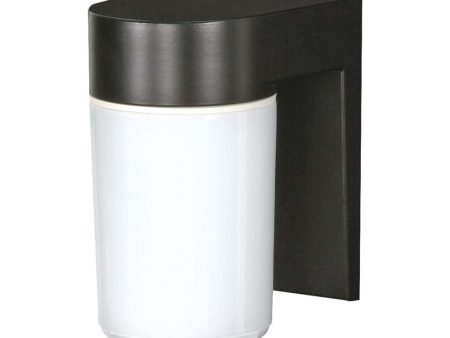 8-in Utility Wall Mount w  White Glass Cylinder Black Finish Cheap