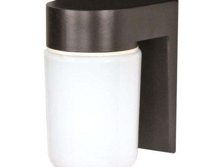 8-in Utility Wall Mount w  White Glass Cylinder Bronzotic Finish For Cheap