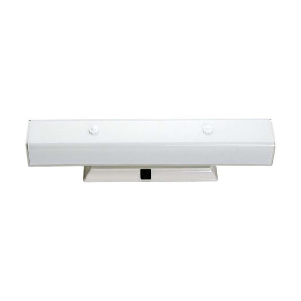 4-Light 24-in Vanity w  White U Channel Glass w  Convenience Outlet White Finish Sale