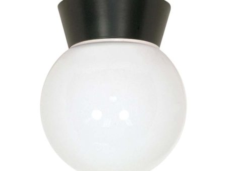 8-in Utility Ceiling Mount w  White Glass Globe Bronzotic Finish Online now