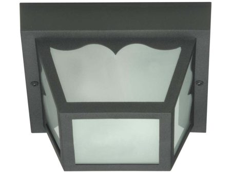 8-in Carport Flush Mount w  Frosted Acrylic Panels Black Finish Discount