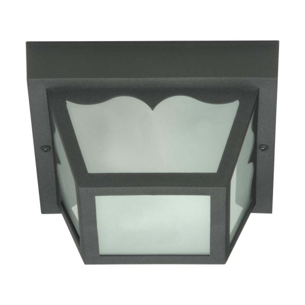 8-in Carport Flush Mount w  Frosted Acrylic Panels Black Finish Discount