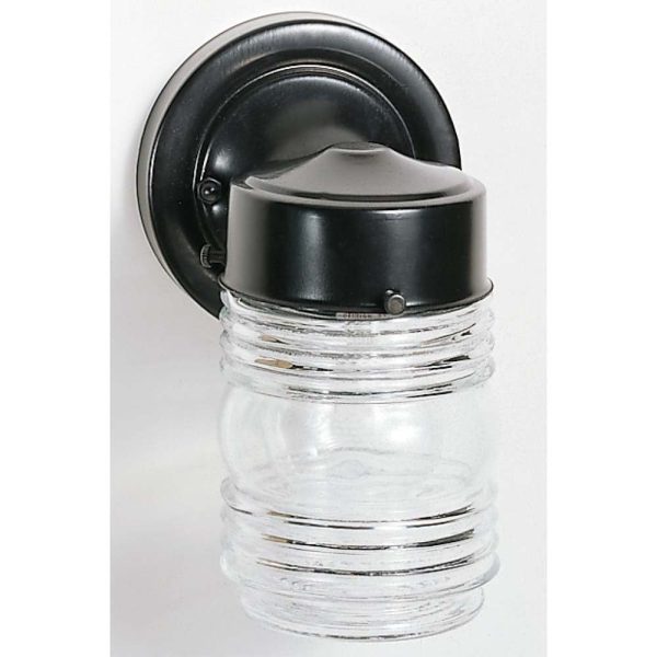 6-in Porch Wall Mason Jar w Clear Glass Black Finish Online Sale