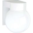 8-in Utility Wall Mount w  White Glass Globe White Finish Sale