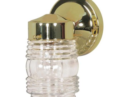 6-in Mason Jar w  Clear Glass Polished Brass Finish 120v Hot on Sale