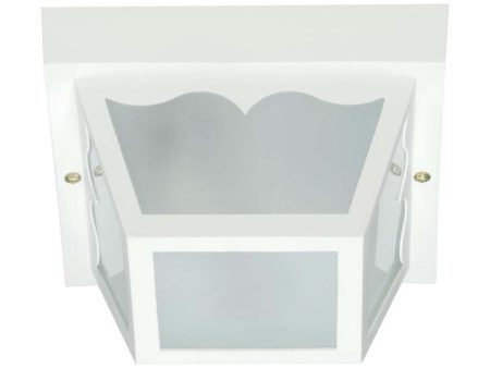 8-in Carport Flush Mount w  Frosted Acrylic Panels White Finish Cheap