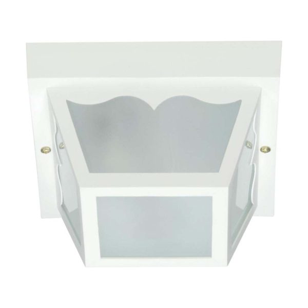 8-in Carport Flush Mount w  Frosted Acrylic Panels White Finish Cheap