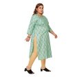 Generic Women s Casual 3 4th Sleeve Golden Foil Printed Pure Cotton Straight Kurti (Pista Green) Discount