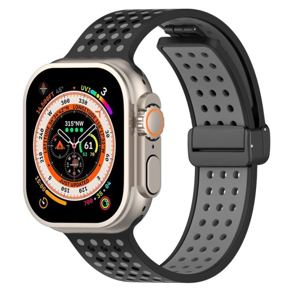 Apple Watch Series 49mm - 45mm - 44mm - 42mm Silicone Watch Band Dual Color - Black+Grey Online Hot Sale