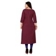 Generic Women s Cotton Embroidery Straight Kurti (Maroon) For Cheap