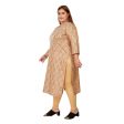 Generic Women s Casual 3 4th Sleeve Golden Foil Printed Pure Cotton Straight Kurti (Light Orange) Online Sale