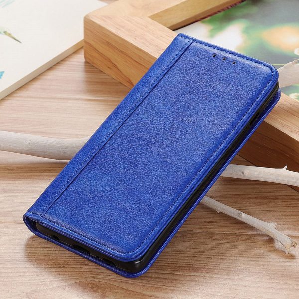 Genuine leather case with magnetic closure for Sony Xperia 5 III - Blue Discount