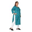 Generic Women s Casual 3 4th Sleeve Golden Foil Printed Capsule Cotton Straight Kurti (Green) For Cheap