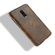 OnePlus 6T litchi skin leather case - Brown Online Hot Sale