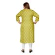 Generic Women s Casual 3 4th Sleeve Ikkat Printed Pure Cotton Straight Kurti (Pista Green) Online now