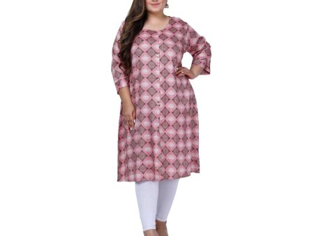 Generic Women s Office wear Golden Foil Capsule A-Line Kurti (Pink) Online now