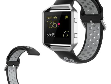 Fitbit Blaze   Versa   Versa Lite   Versa 2 bi-color silicone watch band - Black   Grey Online Sale