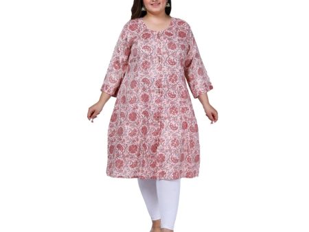 Generic Women s Office wear Golden Foil Capsule A-Line Kurti (Light Pink) For Discount