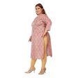 Generic Women s Casual 3 4th Sleeve Golden Foil Printed Pure Cotton Straight Kurti (Corel Pink) Cheap