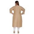 Generic Women s Casual 3 4th Sleeve Imported Fabric Self Embroidered Straight Kurti With Lining (Tan) Sale