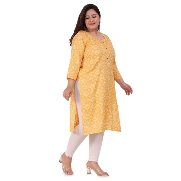 Generic Women s Office wear Designer Printed Capsule Straight Kurti (Yellow) Supply