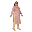 Generic Women s Casual 3 4th Sleeve Golden Foil Printed Pure Cotton Straight Kurti (Corel Pink) Cheap