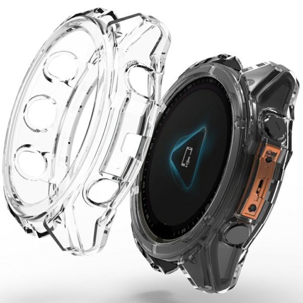 Garmin Fenix 8 51mm Watch Case Shockproof Flexible Cover Half-Wrapped - Transparent Hot on Sale