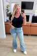 Caroline Mid Rise Control Top Distressed Flare Jeans Sale