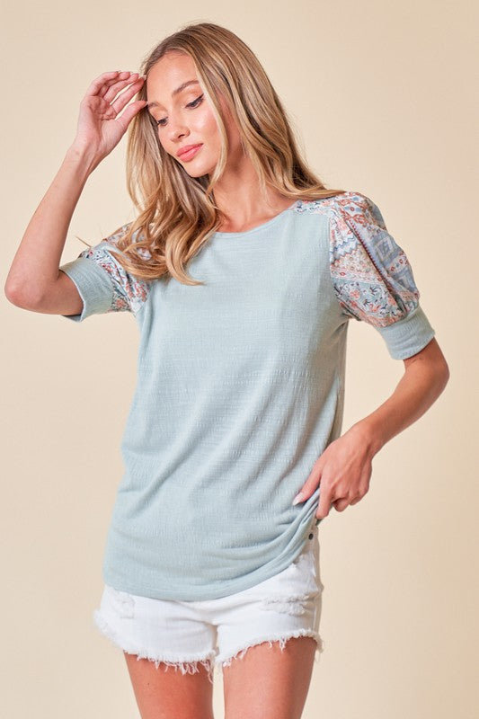 Seafoam Puff Sleeve Hot on Sale