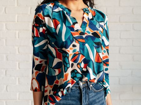 I Think Different Top in Abstract Teal Hot on Sale