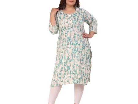 Generic Women s Office wear Floral Printed Capsule Straight Kurti (Light Green) Fashion