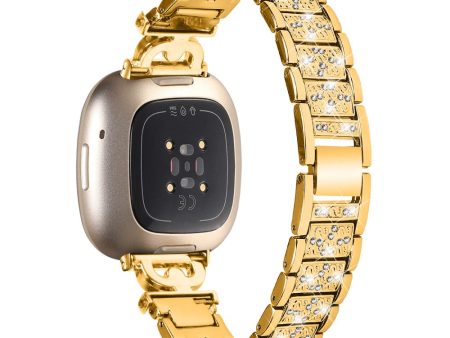 Fitbit Sense 2   Versa 4 rhinestone stainless steel strap - Gold Discount