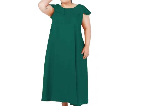 Generic Women s Fit And Flare Green Dress (Color:Green, Material:Polyester) Discount