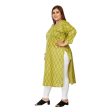 Generic Women s Casual 3 4th Sleeve Ikkat Printed Pure Cotton Straight Kurti (Pista Green) Online now