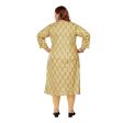 Generic Women s Casual 3 4th Sleeve Golden Foil Printed Pure Cotton Straight Kurti (Light Yellow) Online now