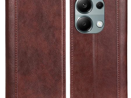 Xiaomi Redmi Note 13 Pro   Xiaomi Poco M6 Pro genuine leather case with magnetic closure - Brown Supply