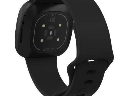 Fitbit Sense 2   Versa 4 silicone watch strap - Black Size: L For Sale