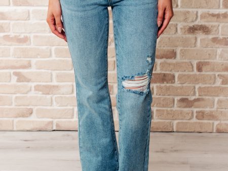 Isla Mid Rise Distressed Released Hem Bootcut Jeans Hot on Sale