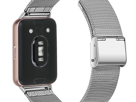 Watch Band Samsung Galaxy Fit3 SM-R390 Milanese Breathable Stainless Steel Strap - Silver Cheap