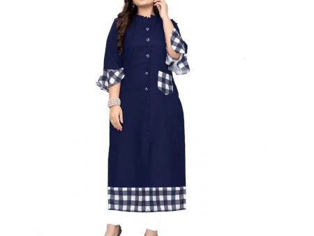 Generic Women s Cotton Digital Printed Straight Kurti (Navy Blue) Discount